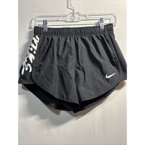 Nike Women's Small Black Running Shorts Tempo Dri-FIT Cheer Dance Side Spellout